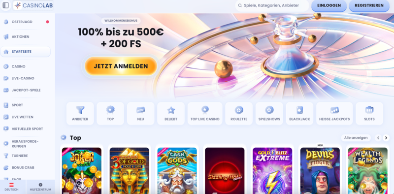 CasinoLab – beliebtes Online-Casino bei Spielern aus Österreich