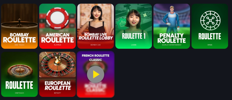 Roulette und verschiedene Varianten von Tischspielen